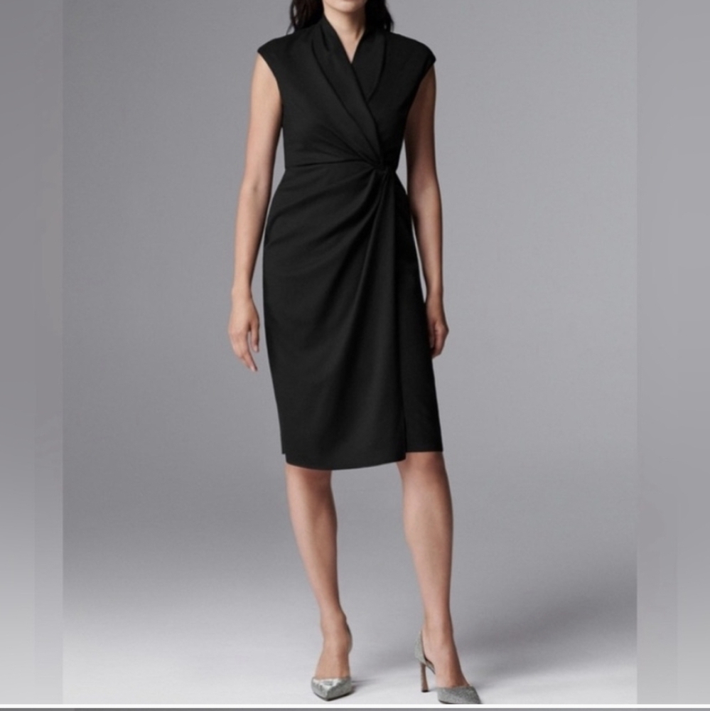 The Fold London Black Dress 12 Greenwhich Stretch Wool Crepe NWT $530
